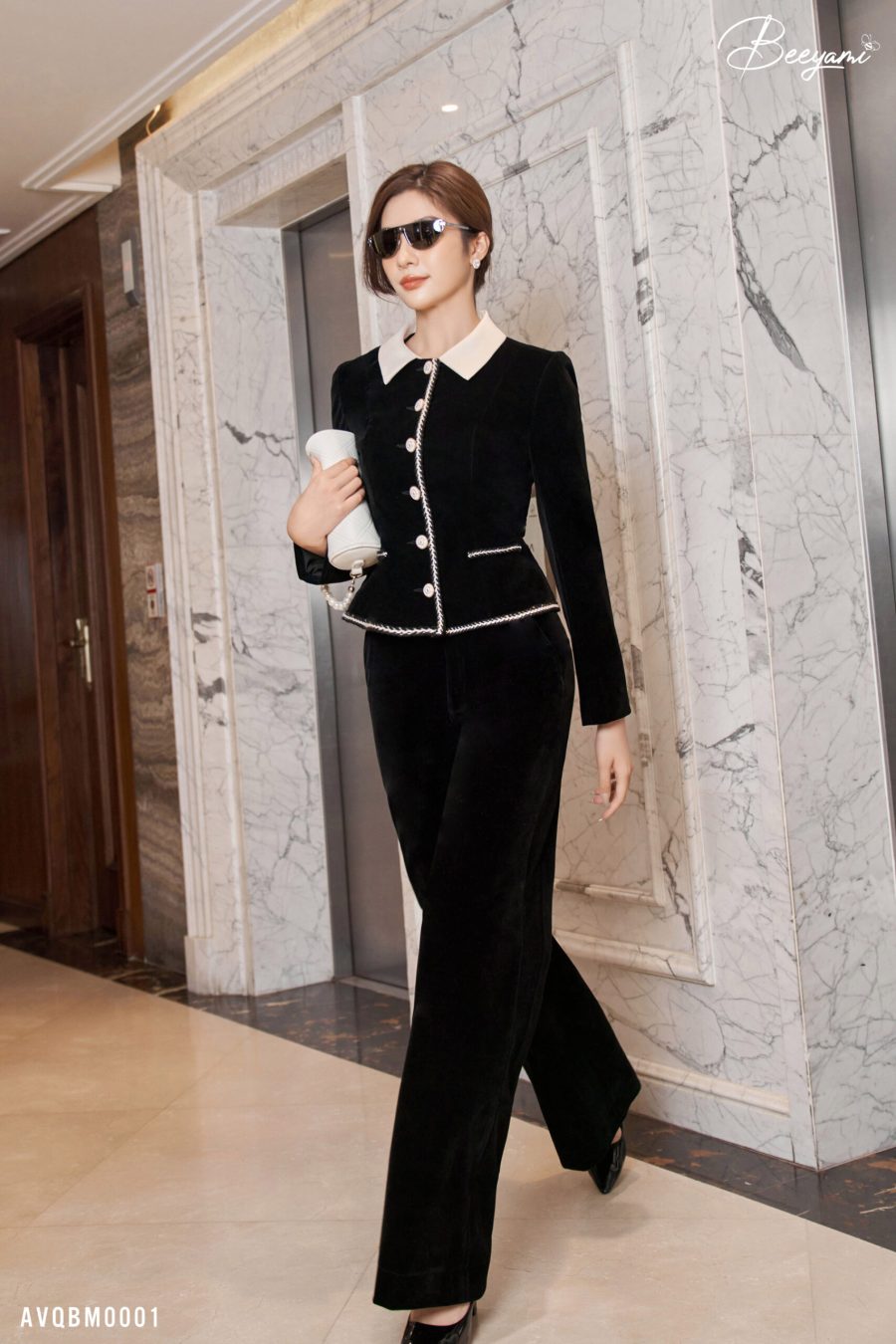 áo vest nhung đen dáng ngắn – 3
