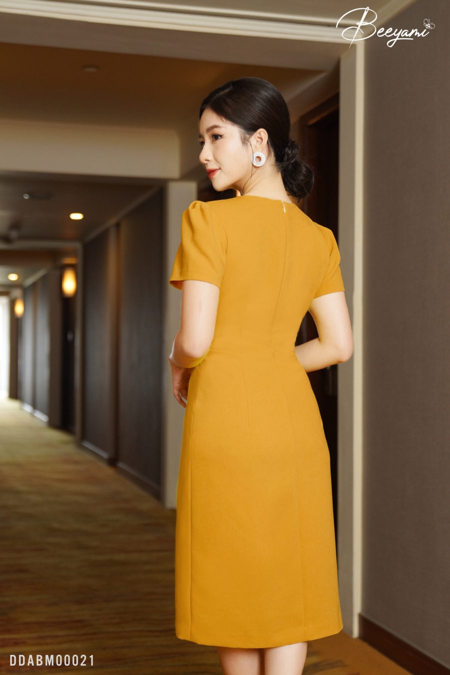 đầm dáng A ngắn tay yellow fancy – 3
