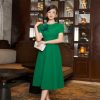 đầm xòe công sở green rose - 1